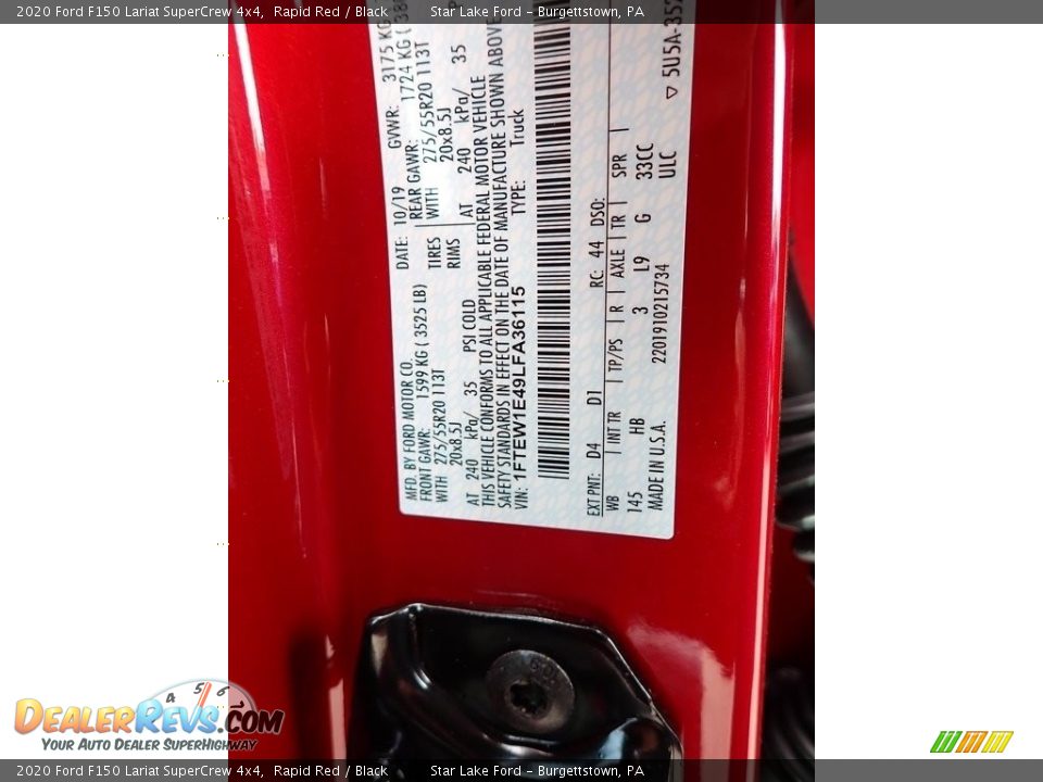 2020 Ford F150 Lariat SuperCrew 4x4 Rapid Red / Black Photo #14