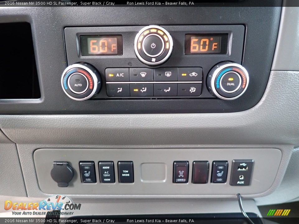 Controls of 2016 Nissan NV 3500 HD SL Passenger Photo #19
