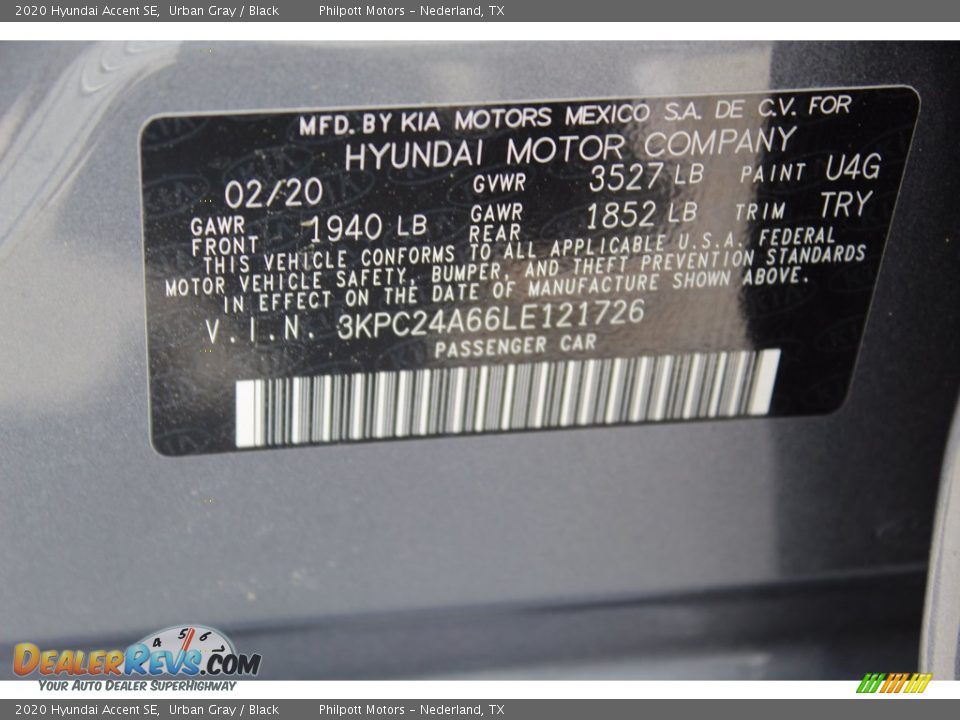 2020 Hyundai Accent SE Urban Gray / Black Photo #23