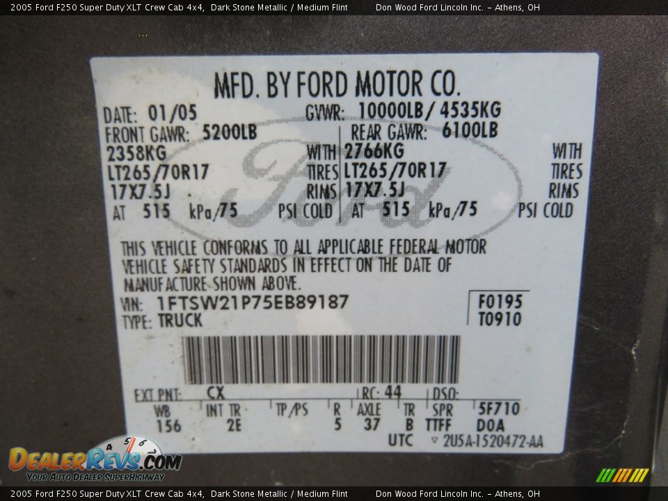 2005 Ford F250 Super Duty XLT Crew Cab 4x4 Dark Stone Metallic / Medium Flint Photo #21
