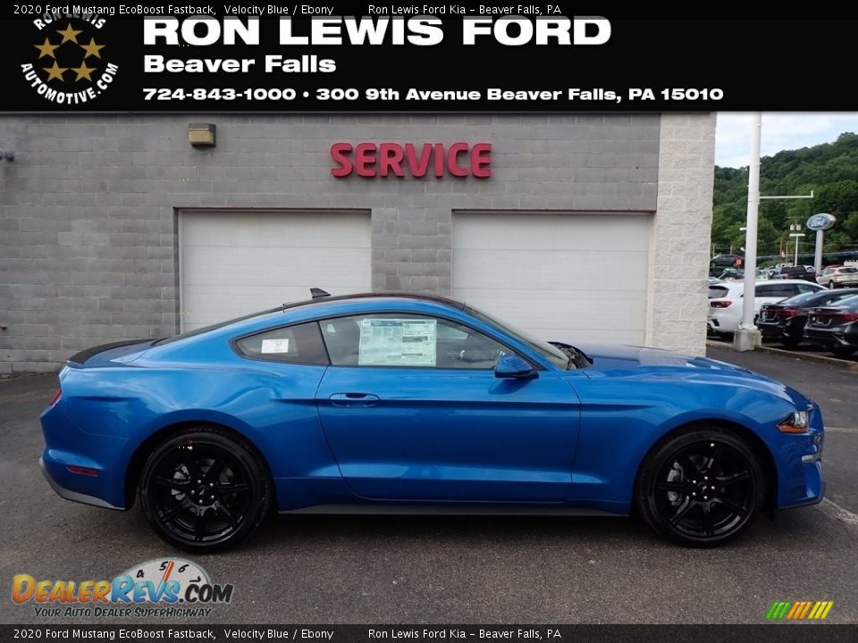 2020 Ford Mustang EcoBoost Fastback Velocity Blue / Ebony Photo #1