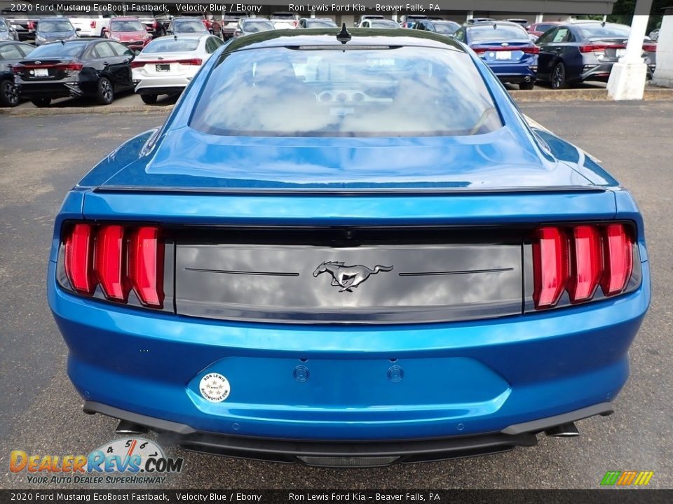 2020 Ford Mustang EcoBoost Fastback Velocity Blue / Ebony Photo #3
