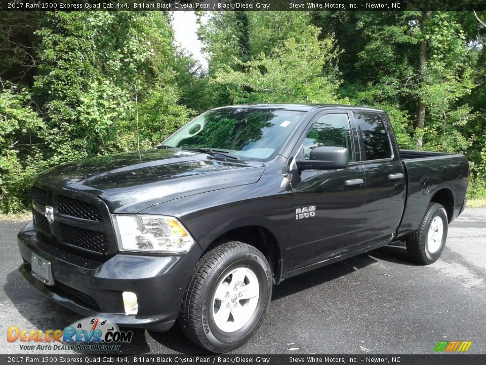 2017 Ram 1500 Express Quad Cab 4x4 Brilliant Black Crystal Pearl / Black/Diesel Gray Photo #2