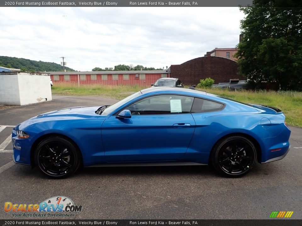 2020 Ford Mustang EcoBoost Fastback Velocity Blue / Ebony Photo #5