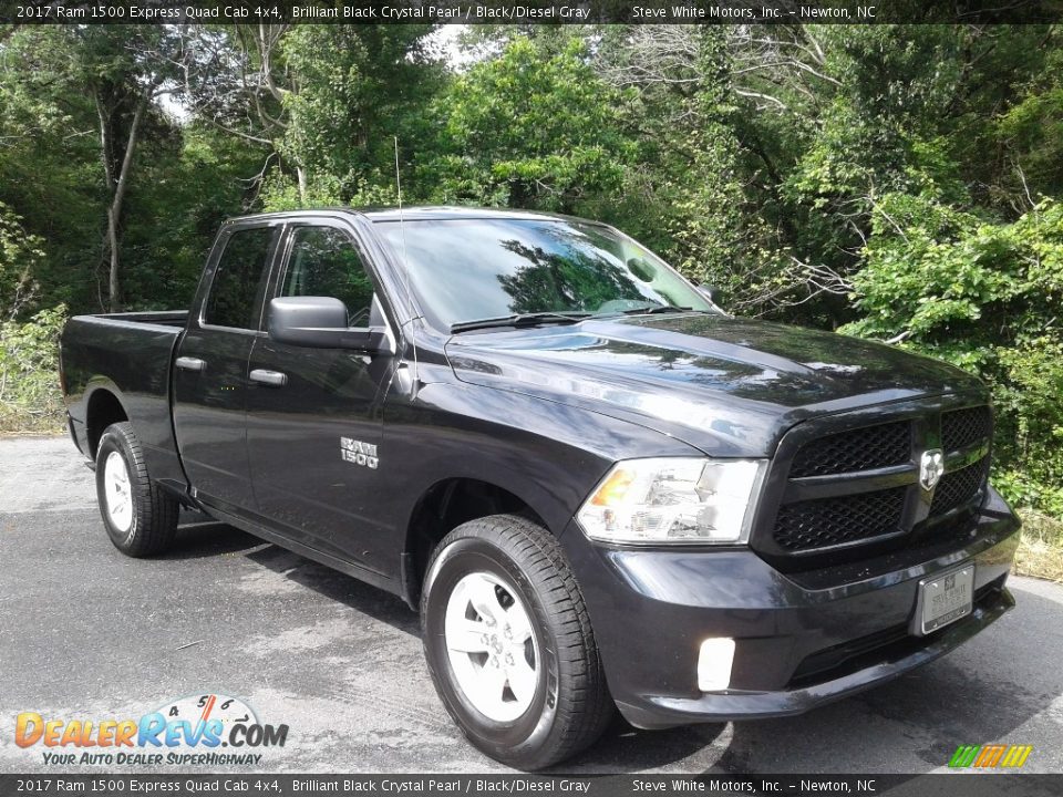 2017 Ram 1500 Express Quad Cab 4x4 Brilliant Black Crystal Pearl / Black/Diesel Gray Photo #4
