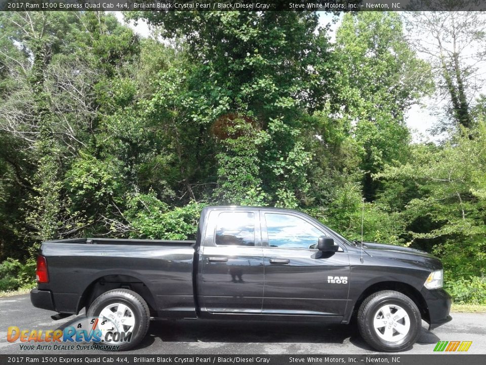 2017 Ram 1500 Express Quad Cab 4x4 Brilliant Black Crystal Pearl / Black/Diesel Gray Photo #5