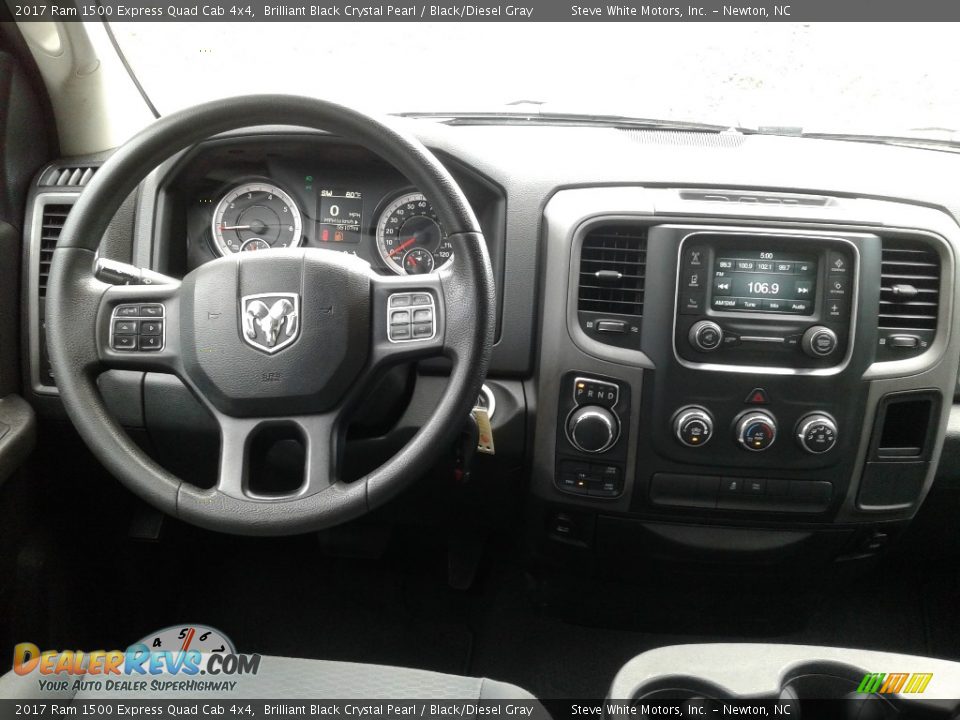 2017 Ram 1500 Express Quad Cab 4x4 Brilliant Black Crystal Pearl / Black/Diesel Gray Photo #16