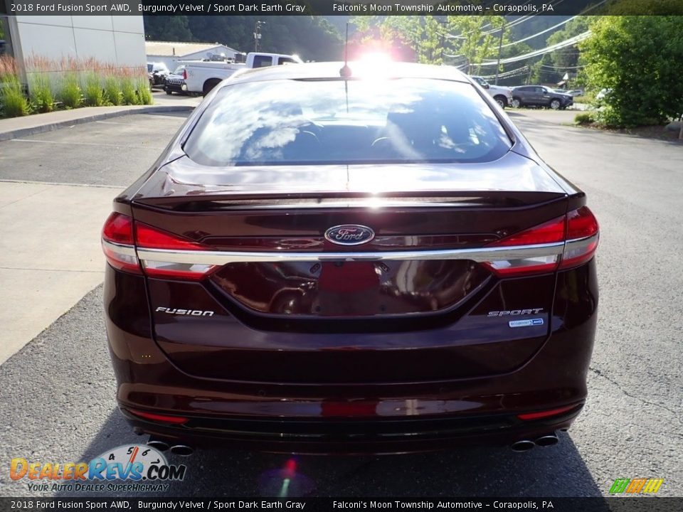 2018 Ford Fusion Sport AWD Burgundy Velvet / Sport Dark Earth Gray Photo #3