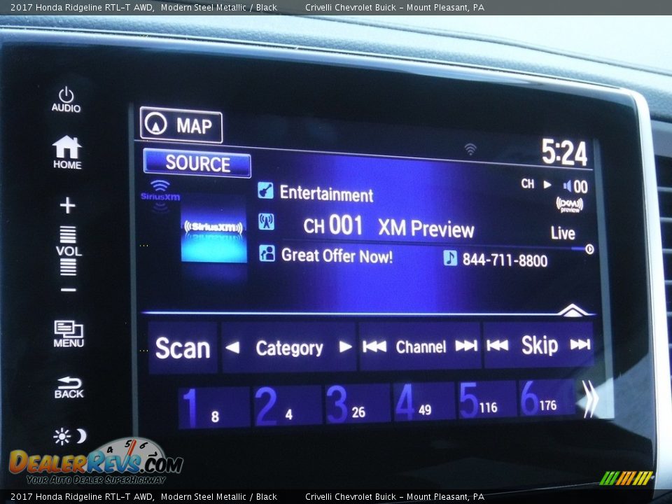 2017 Honda Ridgeline RTL-T AWD Modern Steel Metallic / Black Photo #30