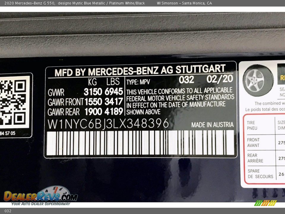 Mercedes-Benz Color Code 032 designo Mystic Blue Metallic