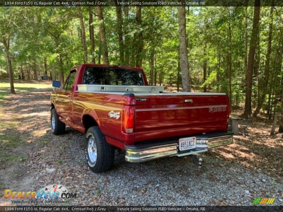 1994 Ford F150 XL Regular Cab 4x4 Crimson Red / Grey Photo #10