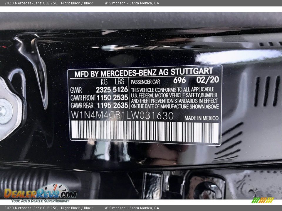 2020 Mercedes-Benz GLB 250 Night Black / Black Photo #11
