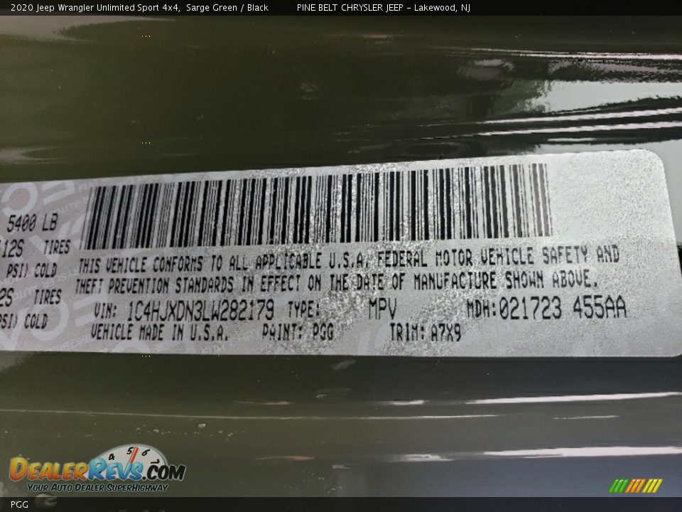 Jeep Color Code PGG Sarge Green