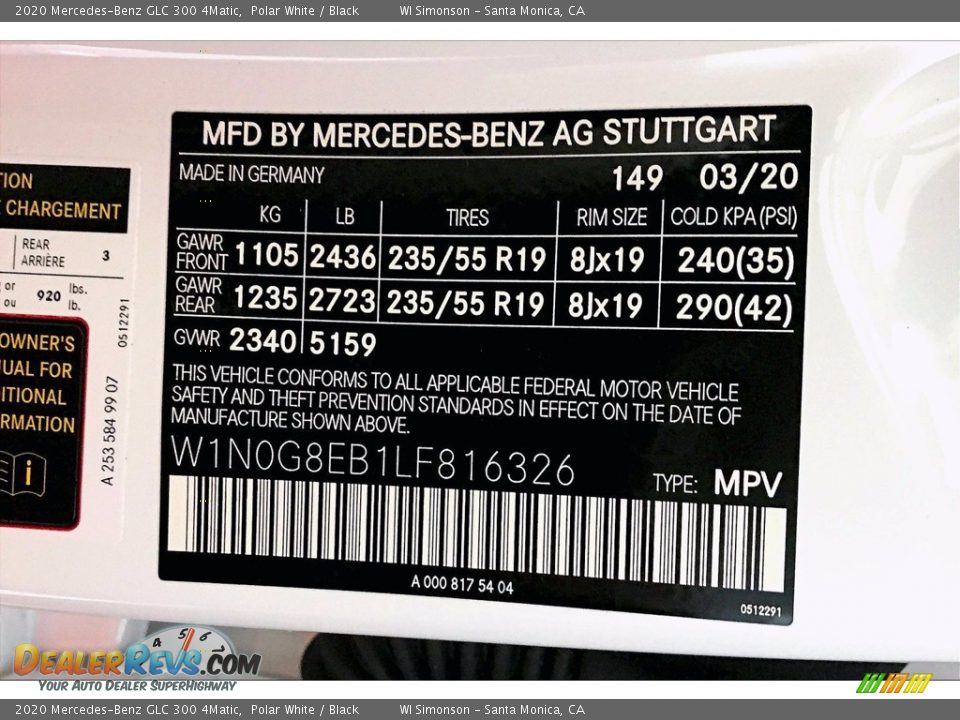 2020 Mercedes-Benz GLC 300 4Matic Polar White / Black Photo #11