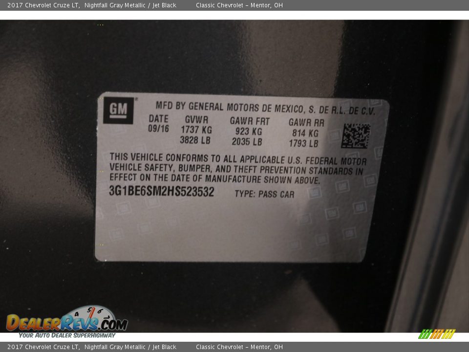 2017 Chevrolet Cruze LT Nightfall Gray Metallic / Jet Black Photo #23
