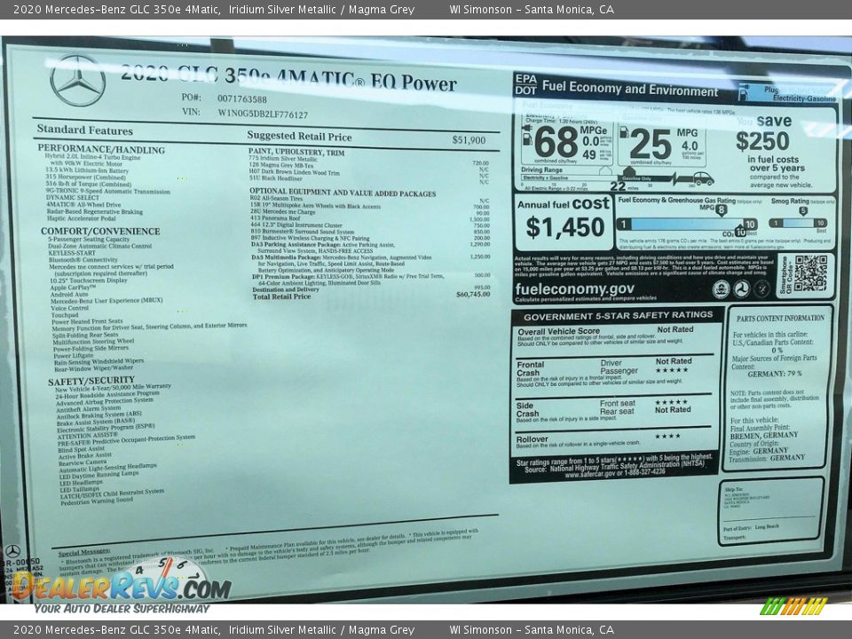 2020 Mercedes-Benz GLC 350e 4Matic Iridium Silver Metallic / Magma Grey Photo #11