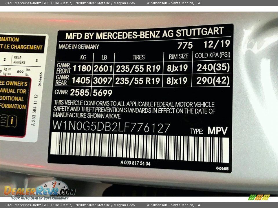 2020 Mercedes-Benz GLC 350e 4Matic Iridium Silver Metallic / Magma Grey Photo #12