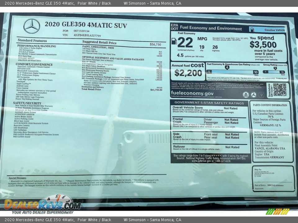 2020 Mercedes-Benz GLE 350 4Matic Polar White / Black Photo #10