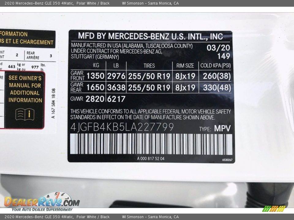 2020 Mercedes-Benz GLE 350 4Matic Polar White / Black Photo #11