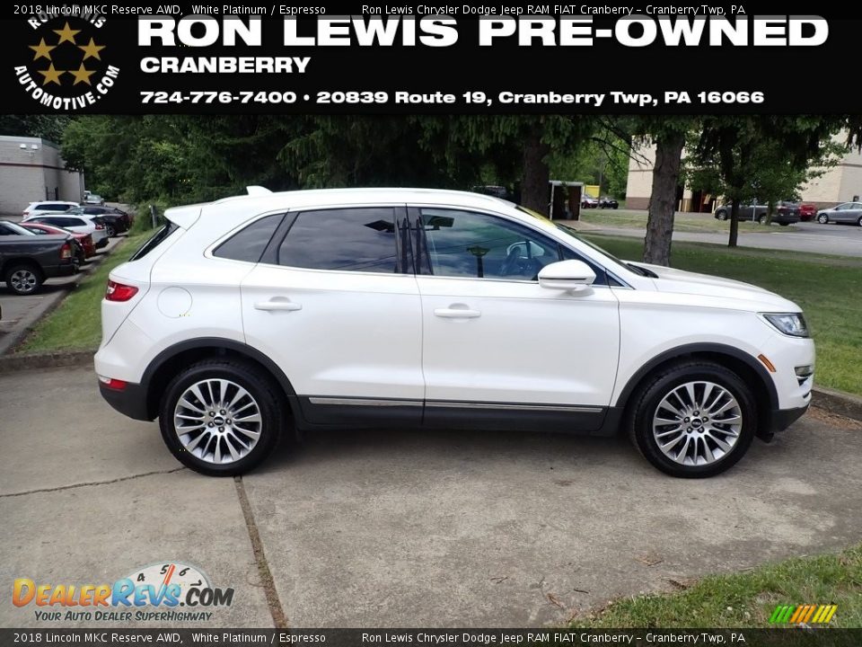 2018 Lincoln MKC Reserve AWD White Platinum / Espresso Photo #1