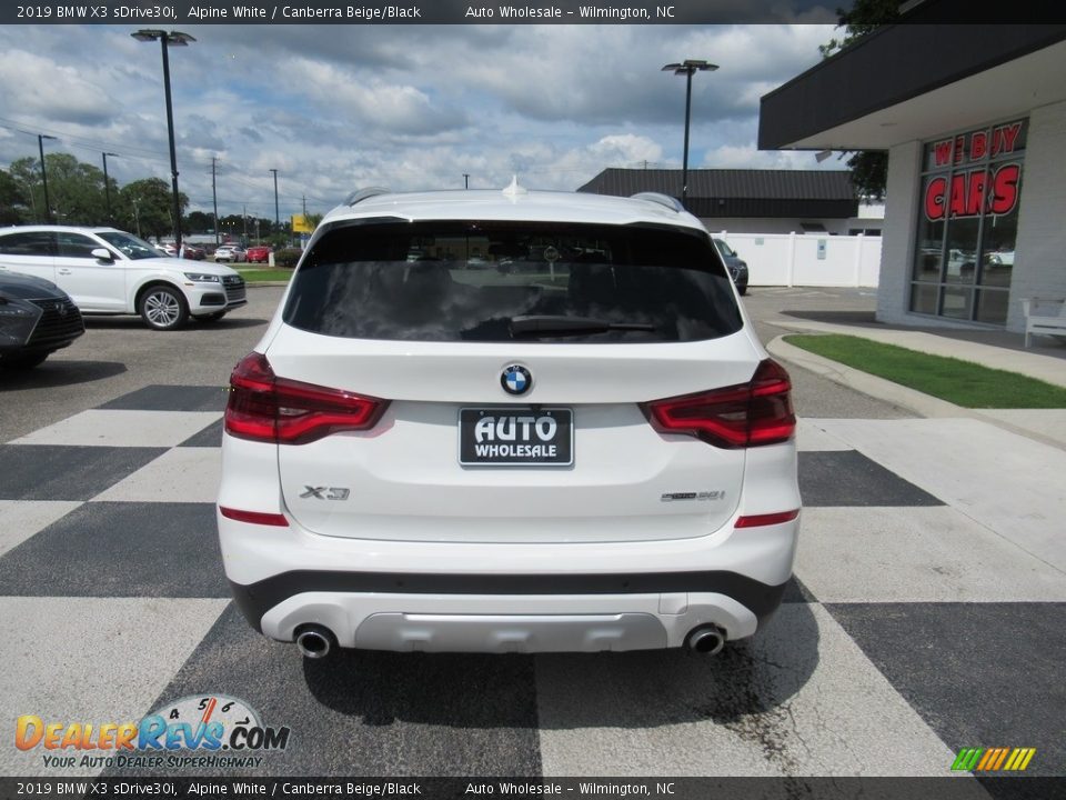 2019 BMW X3 sDrive30i Alpine White / Canberra Beige/Black Photo #4