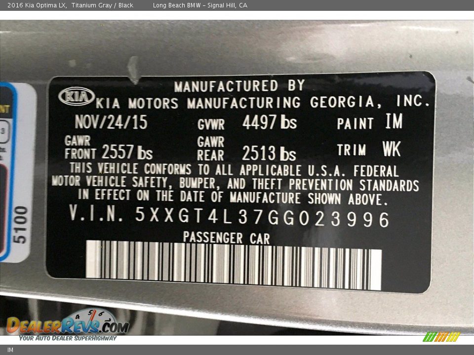 Kia Color Code IM Titanium Gray