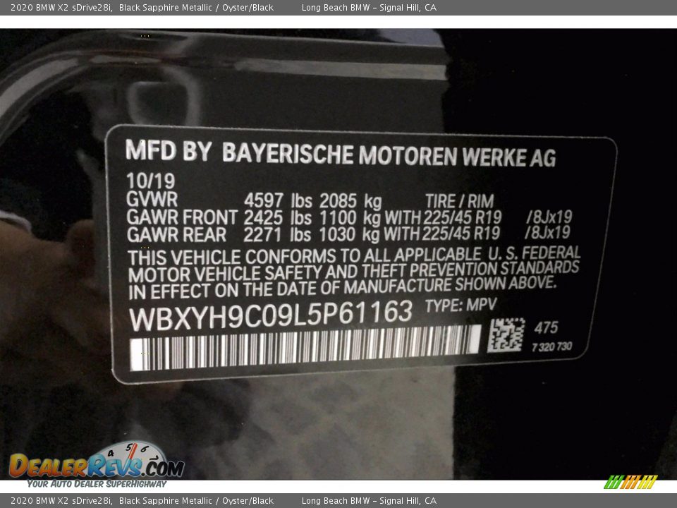 2020 BMW X2 sDrive28i Black Sapphire Metallic / Oyster/Black Photo #11