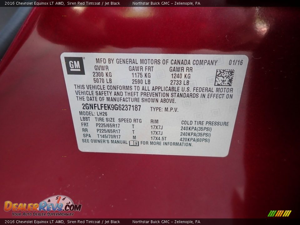 2016 Chevrolet Equinox LT AWD Siren Red Tintcoat / Jet Black Photo #15