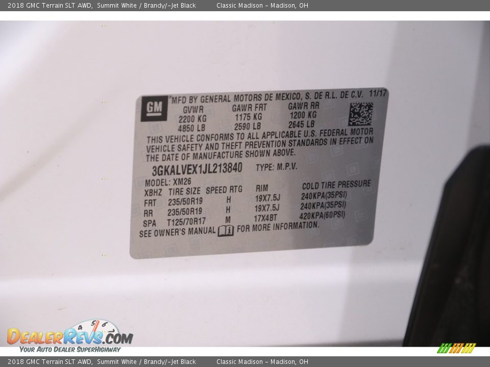 2018 GMC Terrain SLT AWD Summit White / Brandy/­Jet Black Photo #21