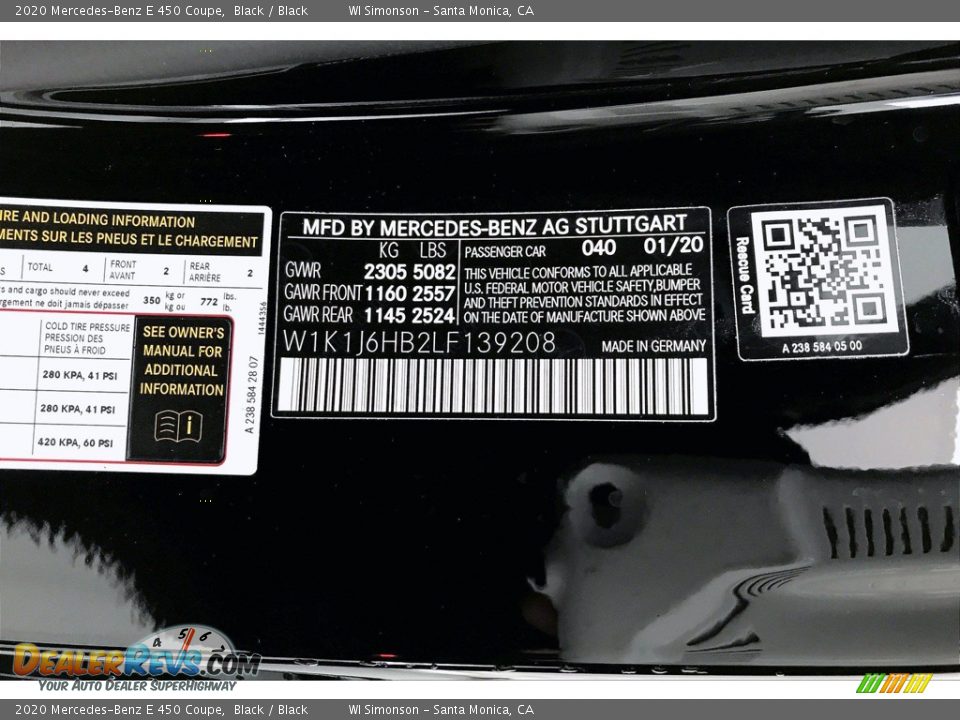 2020 Mercedes-Benz E 450 Coupe Black / Black Photo #11