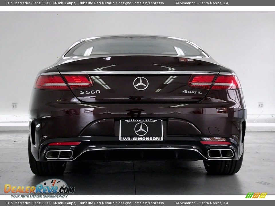 2019 Mercedes-Benz S 560 4Matic Coupe Rubellite Red Metallic / designo Porcelain/Espresso Photo #3