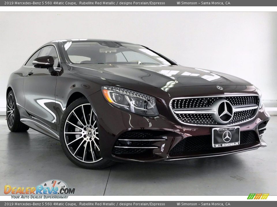 2019 Mercedes-Benz S 560 4Matic Coupe Rubellite Red Metallic / designo Porcelain/Espresso Photo #12