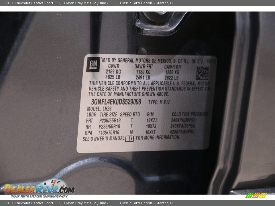 2013 Chevrolet Captiva Sport LTZ Cyber Gray Metallic / Black Photo #18
