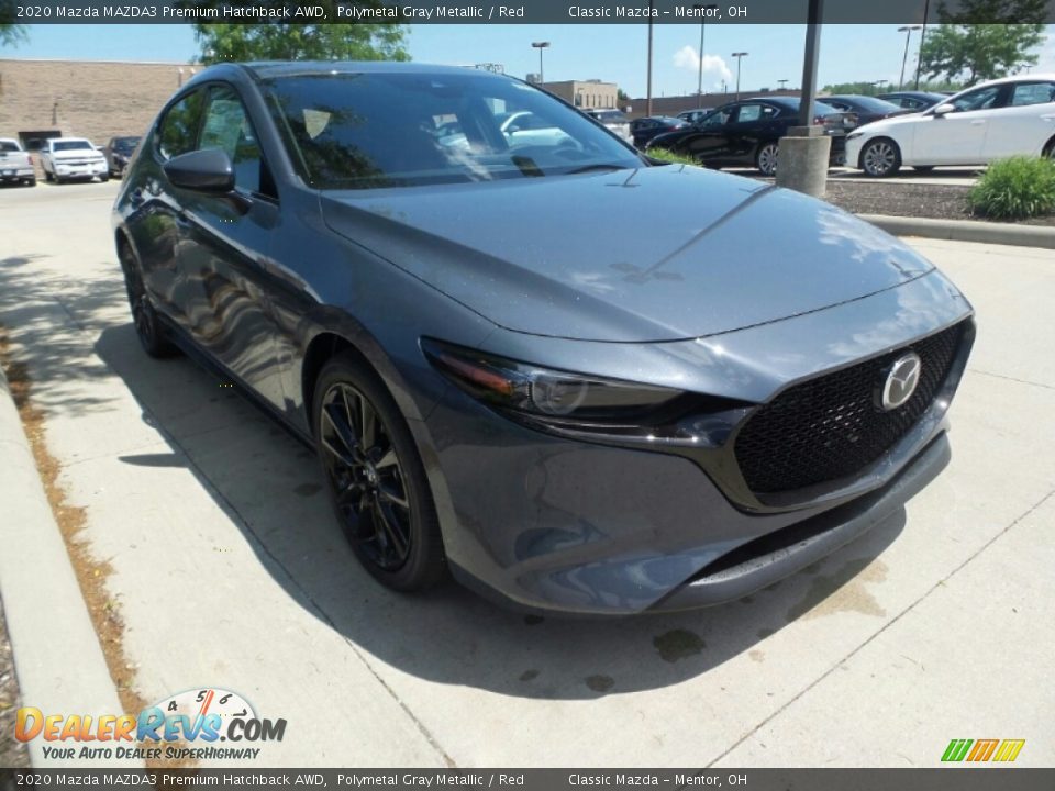 2020 Mazda MAZDA3 Premium Hatchback AWD Polymetal Gray Metallic / Red Photo #1