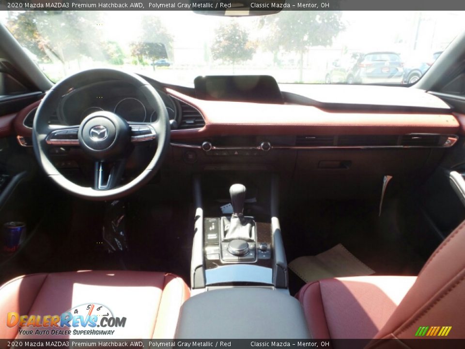 2020 Mazda MAZDA3 Premium Hatchback AWD Polymetal Gray Metallic / Red Photo #10