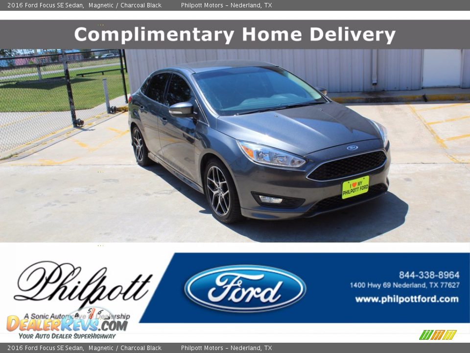 2016 Ford Focus SE Sedan Magnetic / Charcoal Black Photo #1