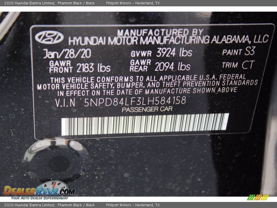 2020 Hyundai Elantra Limited Phantom Black / Black Photo #25