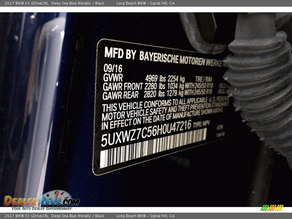 2017 BMW X3 sDrive28i Deep Sea Blue Metallic / Black Photo #36
