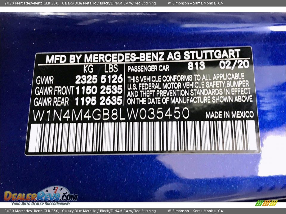 2020 Mercedes-Benz GLB 250 Galaxy Blue Metallic / Black/DINAMICA w/Red Stitching Photo #11