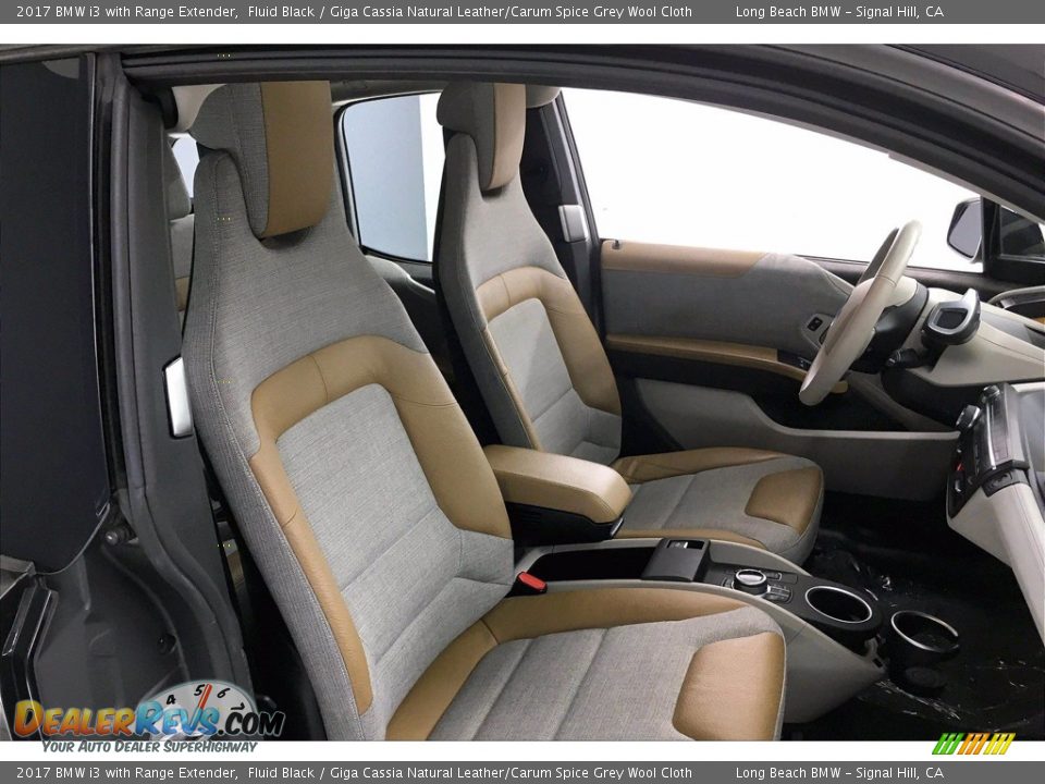 2017 BMW i3 with Range Extender Fluid Black / Giga Cassia Natural Leather/Carum Spice Grey Wool Cloth Photo #6