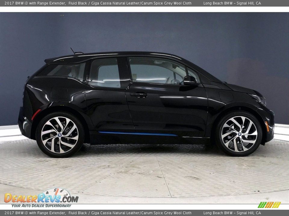 2017 BMW i3 with Range Extender Fluid Black / Giga Cassia Natural Leather/Carum Spice Grey Wool Cloth Photo #14
