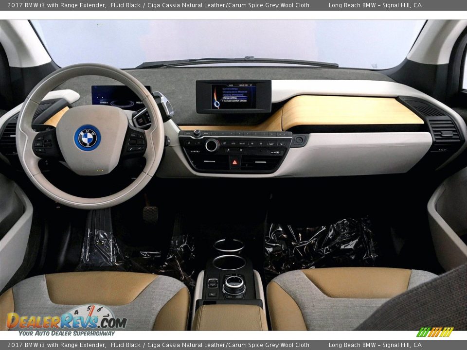 2017 BMW i3 with Range Extender Fluid Black / Giga Cassia Natural Leather/Carum Spice Grey Wool Cloth Photo #15