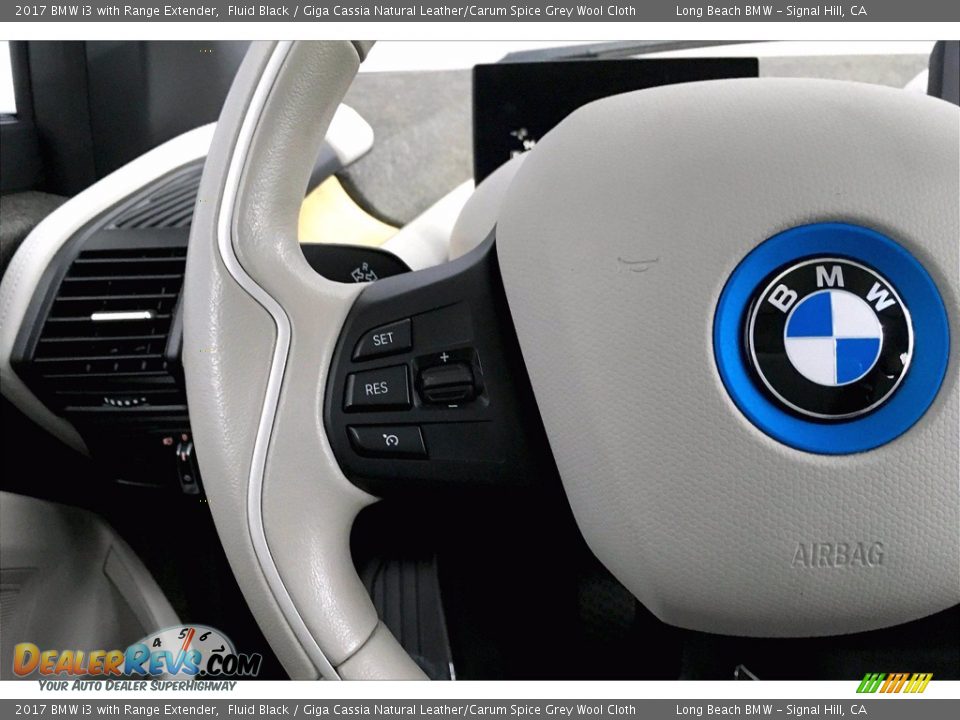 2017 BMW i3 with Range Extender Fluid Black / Giga Cassia Natural Leather/Carum Spice Grey Wool Cloth Photo #18