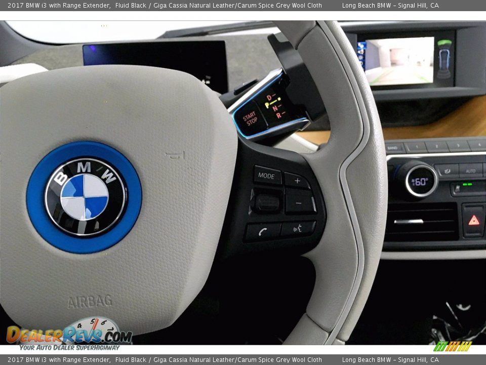 2017 BMW i3 with Range Extender Fluid Black / Giga Cassia Natural Leather/Carum Spice Grey Wool Cloth Photo #19