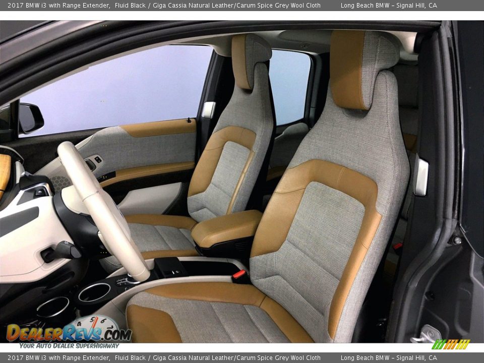 2017 BMW i3 with Range Extender Fluid Black / Giga Cassia Natural Leather/Carum Spice Grey Wool Cloth Photo #28
