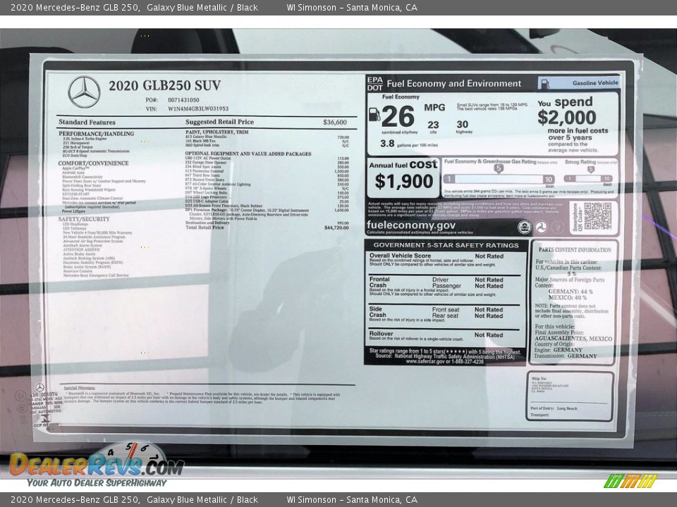 2020 Mercedes-Benz GLB 250 Galaxy Blue Metallic / Black Photo #10