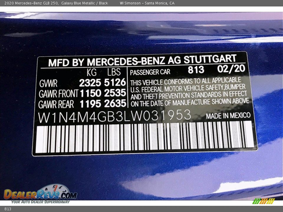 Mercedes-Benz Color Code 813 Galaxy Blue Metallic