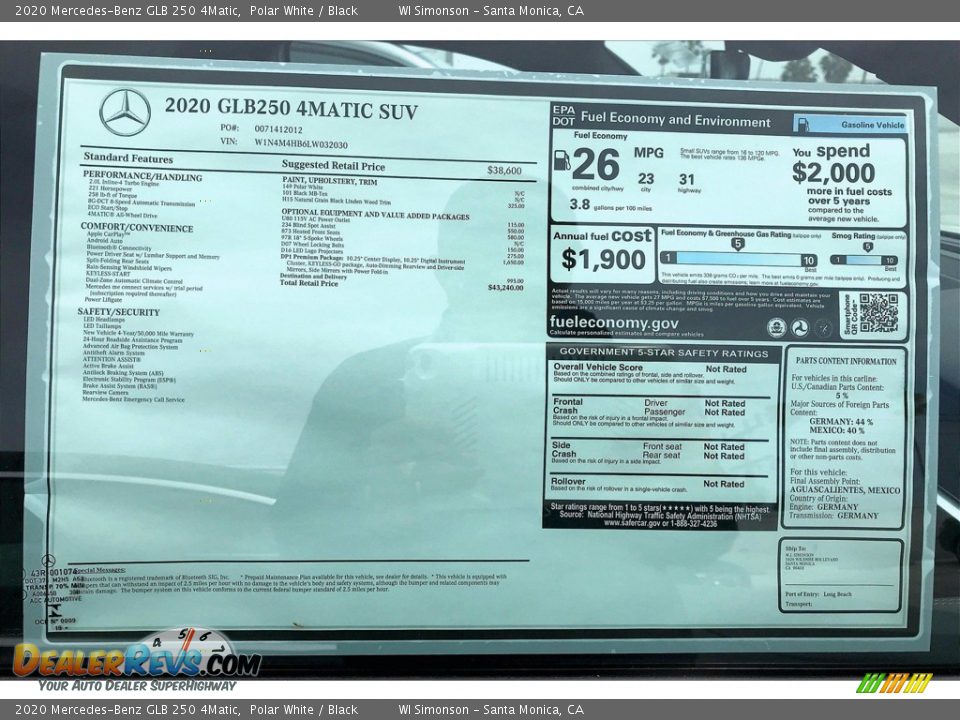 2020 Mercedes-Benz GLB 250 4Matic Polar White / Black Photo #10