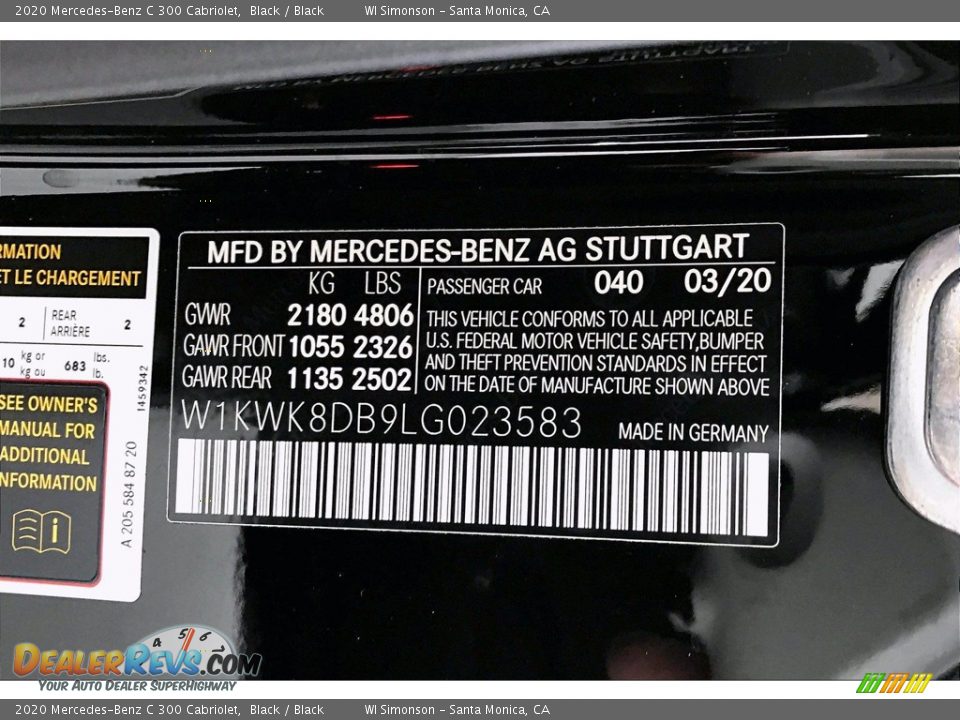 2020 Mercedes-Benz C 300 Cabriolet Black / Black Photo #11