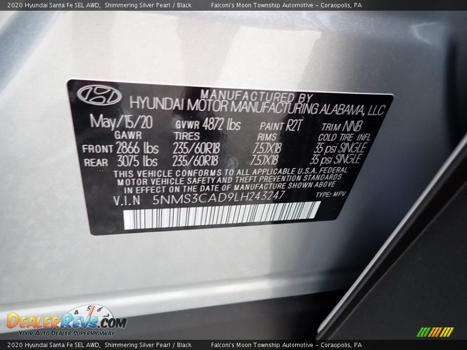 2020 Hyundai Santa Fe SEL AWD Shimmering Silver Pearl / Black Photo #12